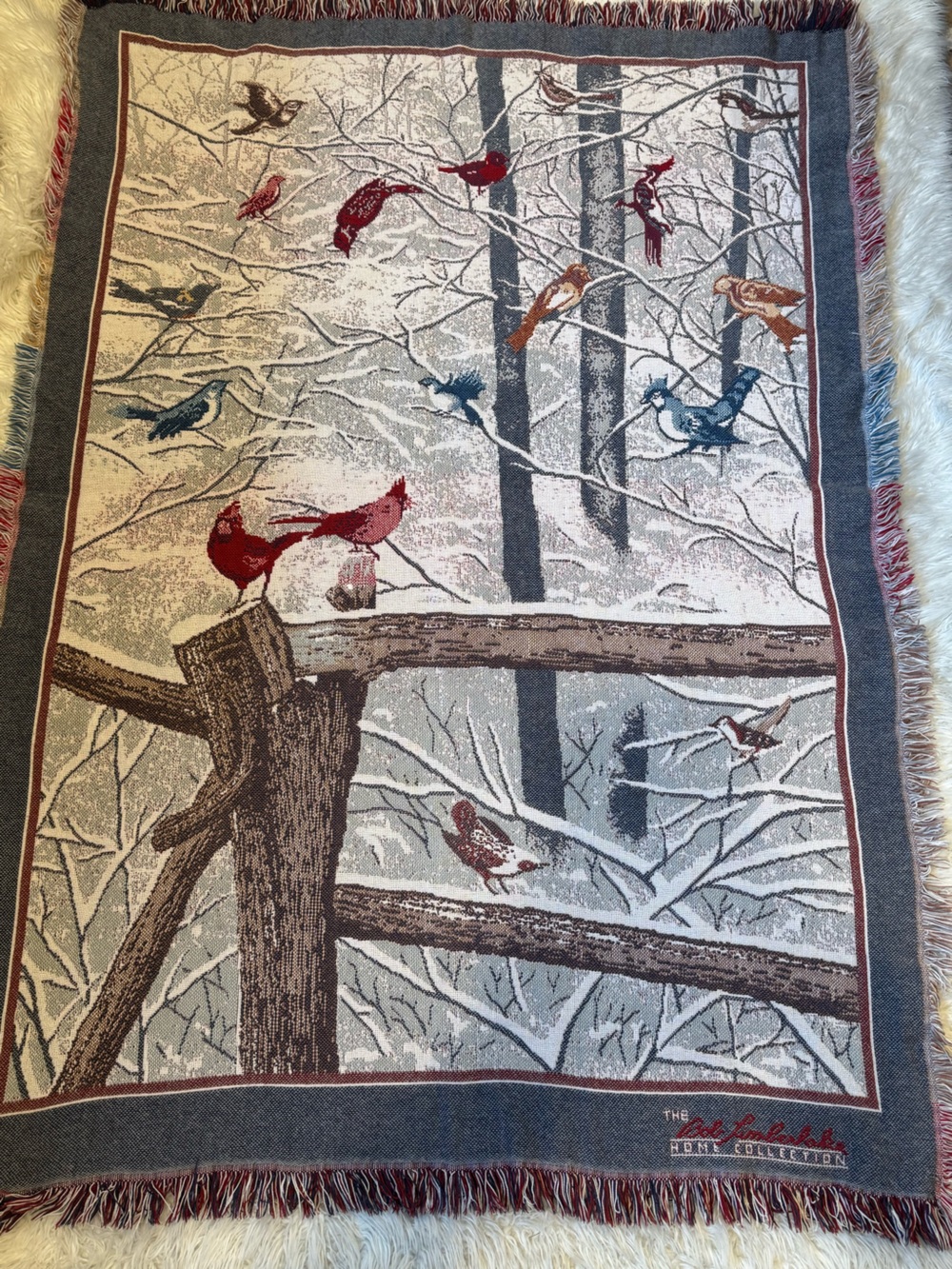 Vintage Bob Timberlake Cardinal Woven Throw Blanket USA 66x47 Cotton